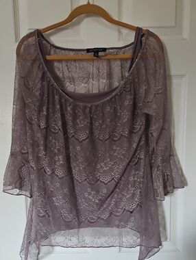 Paraphrase Lavender Lace Overlay Blouse 2 Piece